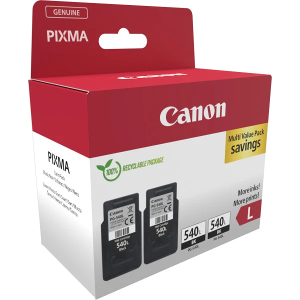 Canon PG-540L Black High Capacity Ink Cartridge Twin Pack - 5224B020 - Image 2