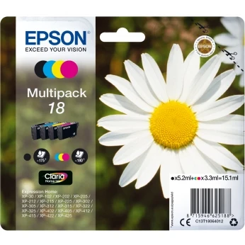Epson Original T18 Multipack Inkjet Cartridges B/C/M/Y (Daisy)