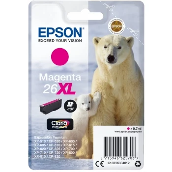 Epson Original T26 XL Magenta Claria Inkjet Cartridge (Polar Bear)