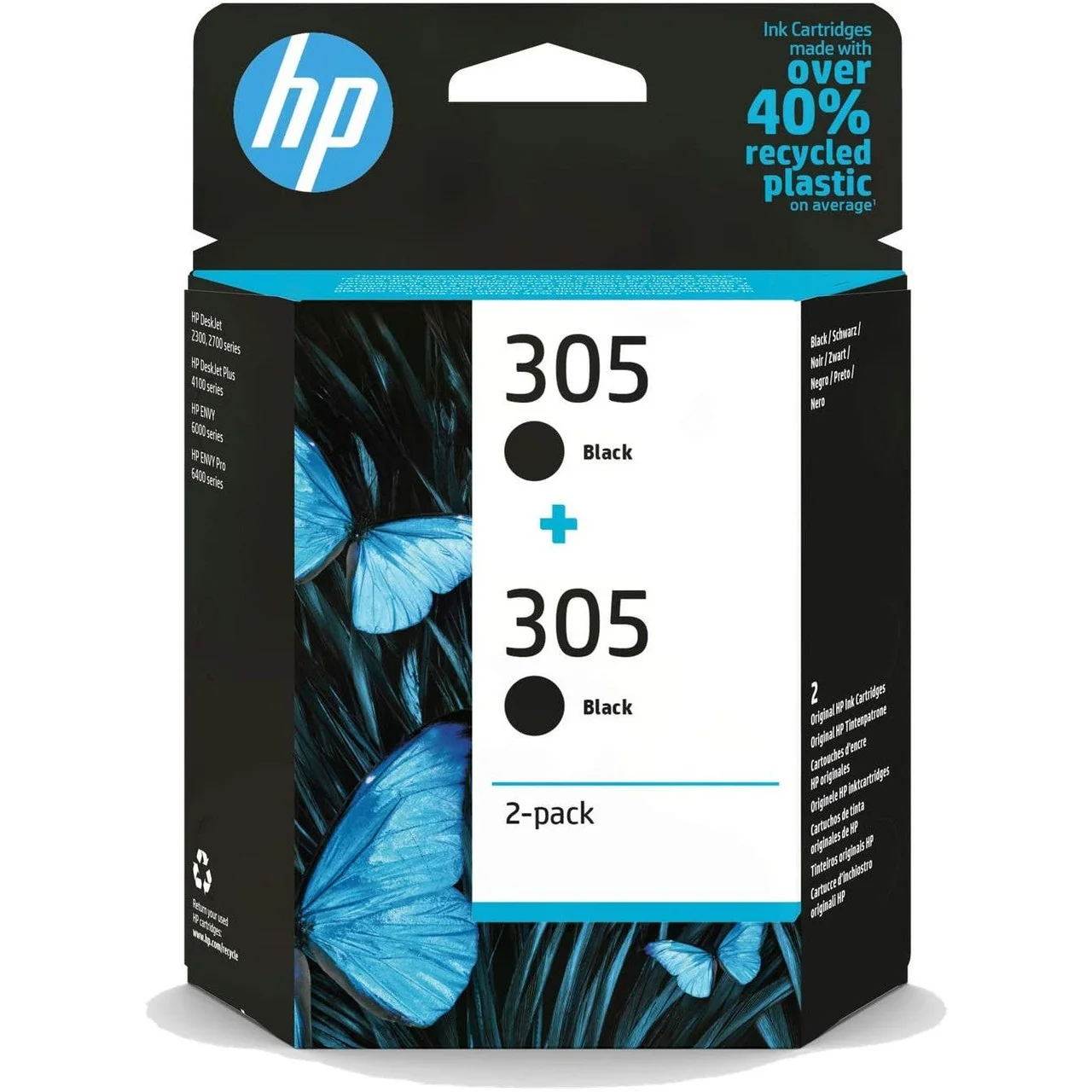HP 305 2-pack Black Original Ink Cartridges -6ZD18AE