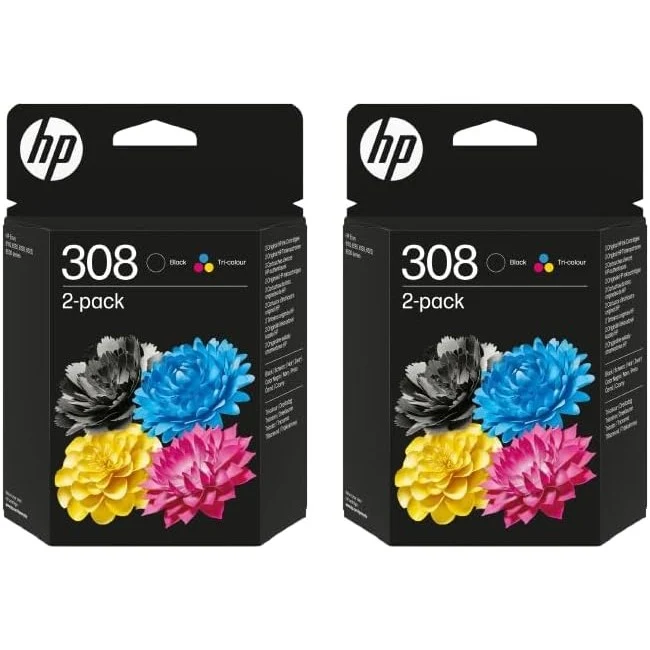 HP 308 2-Pack Black/Tri-color Original Ink Cartridge X2