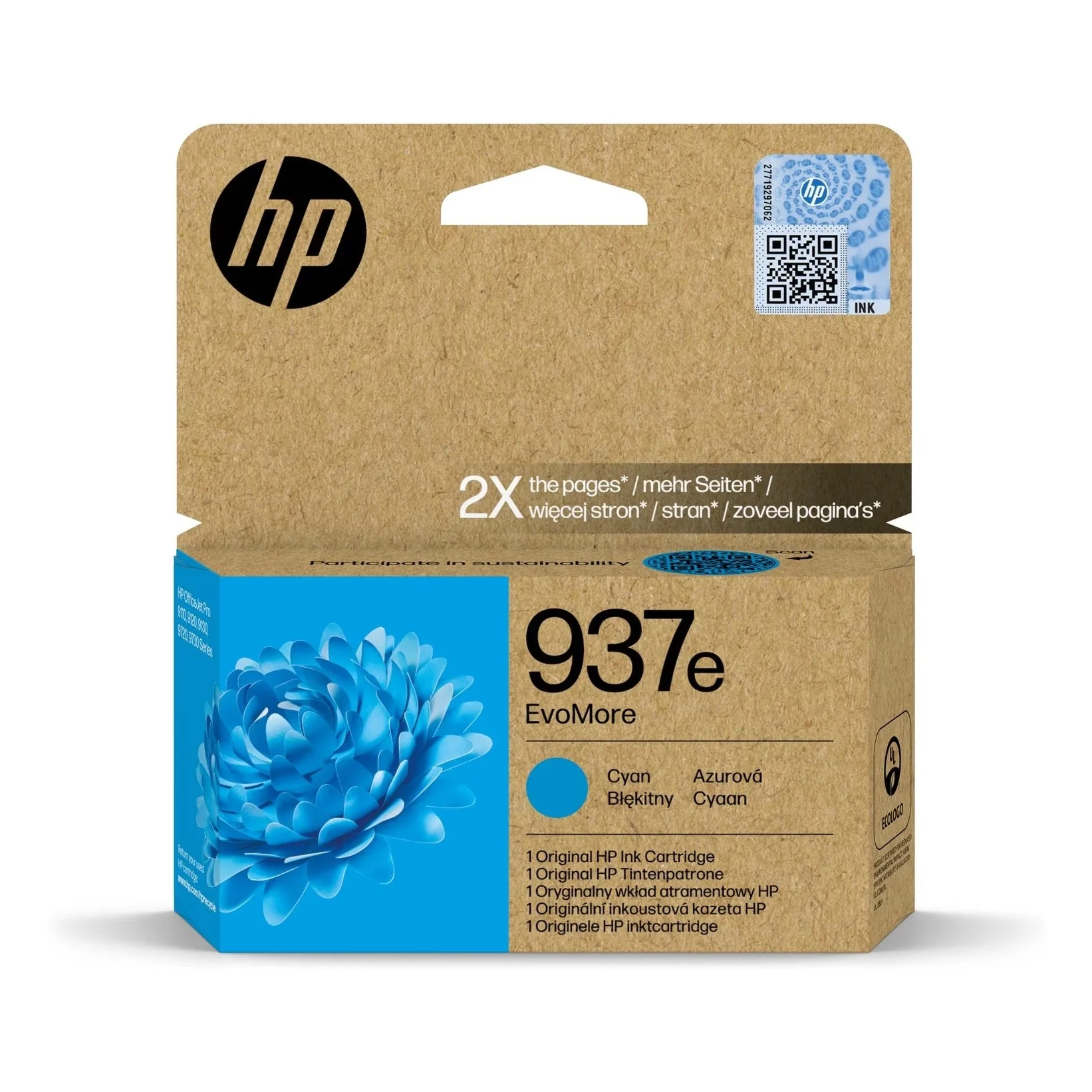 HP 937E EvoMore Cyan Original Ink Cartridge - S6W6NE